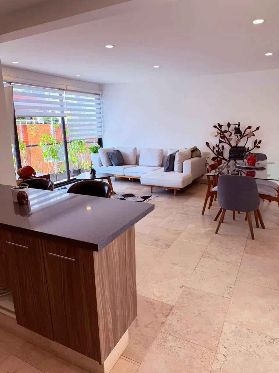 Sala y comedor de concepto abierto del penthouse